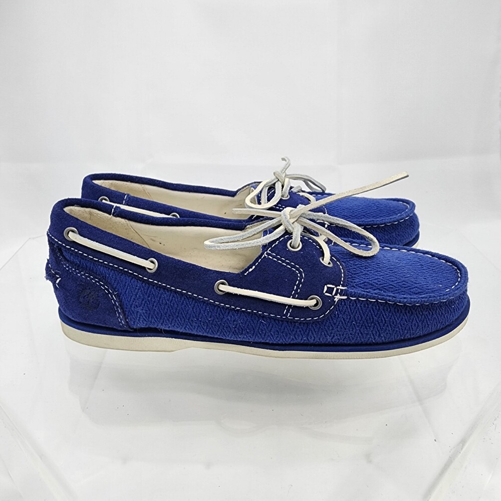 TIMBERLAND Women 10 W/Wide Earthkeepers Classic 2 Eye Blue Synthetic Boat Shoes